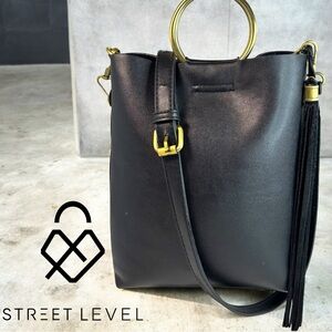 Street Level Faux Leather Ring Handle Mini Tote